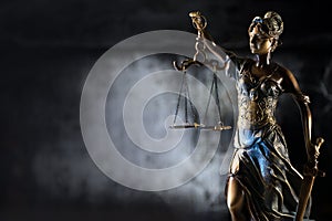 Themis figurine.Weight of justice. The criminal law.