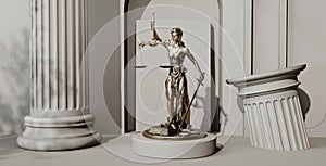 Themis Statue of justice Law Legal System Justice Crime concept. 3d render