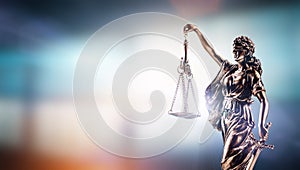 Themis, symbol of law on modern background photo