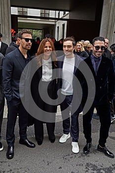 Theo James, Roberta Armani, Ed Westwick and Miguel Angel Silvestre before Giorgio Armani fashion