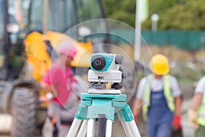 Theodolite at construction site