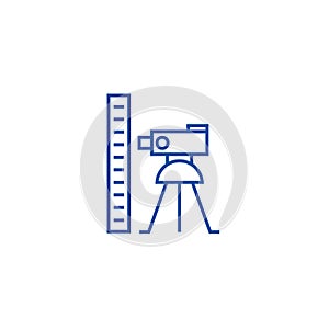 Theodolite survey calculation line icon concept. Theodolite survey calculation flat vector symbol, sign, outline