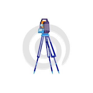 Theodolite or tacheometer device for geodesy, flat vector illustration isolated.