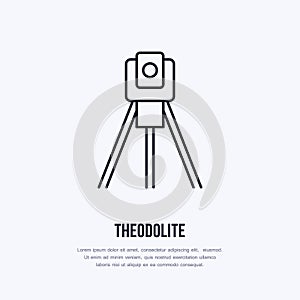 Theodolite on tripod. Geological survey, engineering vector photo