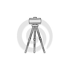 Theodolite on tripod hand drawn sketch icon.