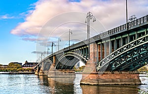 The Theodor Heuss Bridge over the Rhine River in Germany