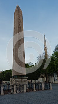 Theodosius ancient egyptian obelisk dated 1400 B.C. with hieroglyphics, re-erected at Constantinopolis in the 4th century A.D.