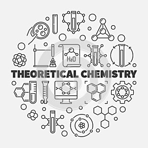 Theoretical Chemistry vector concept round line illustration