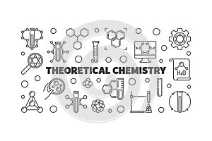 Theoretical Chemistry vector outline horizontal illustration