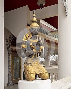 Thepenom Thai angel statue at the entrance to the Buddhist Center of Dallas, Texas.