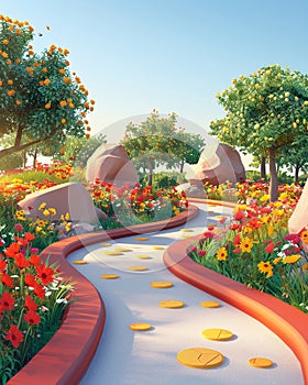 Therapeutic garden designed for aging individuals, showcasing healthcare innovation photo