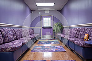 therapeutic waiting room, clients can unwind in the waiting area with calming music, stress-relief toys, and coloring