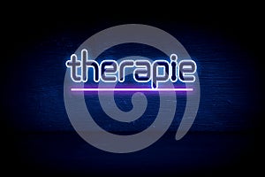 Therapie - blue neon announcement signboard