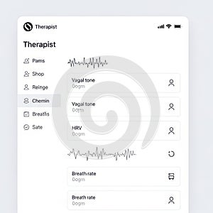 Therapist App Interface Showing Biometric Data user interface