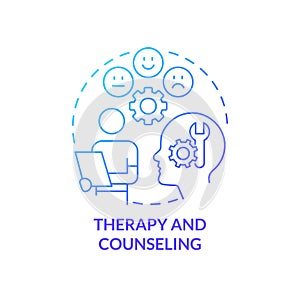 Therapy and counseling blue gradient concept icon