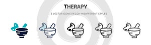 Therapy icon in filled, thin line, outline and stroke style. Vector illustration of two colored and black therapy vector icons