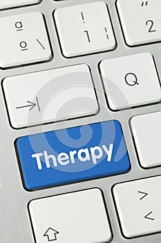 Therapy - Inscription on Blue Keyboard Key