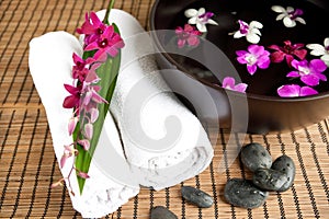 Therapy with orchids and hot stones