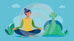 A therapy turtle being used in mindfulness and relaxation exercises as a person focuses on its slow and steady movements photo