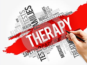 Therapy word cloud collage, health concept