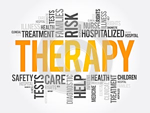 Therapy word cloud collage, health concept