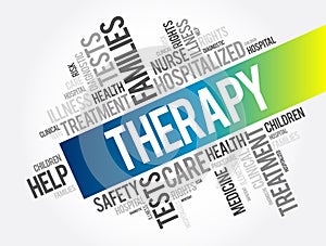 Therapy word cloud collage, health concept background