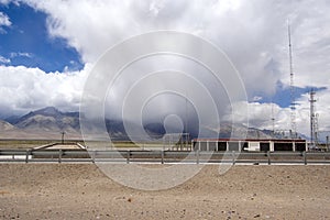 There is an abandoned house in the desert