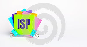 There are bright multi-colored stickers with the text ISP Internet Service Provider. Copy space