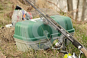 There are fishing tackle close-up