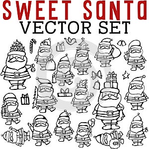 Sweet Santa Vector Set with Holiday icons and Santas