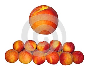 Peaches on white background