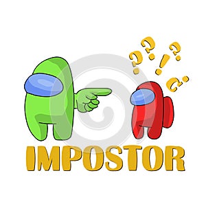 Is there an impostor among us. Illustration for print on the theme of a computer game