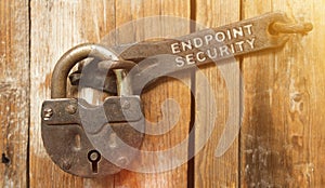 There is a lock on the door on the metal part of which it is written - ENDPOINT SECURITY