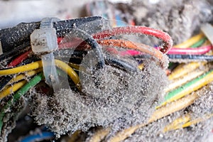 There is a lot of dust on the computer part. Cleaning the PC .wires in dust