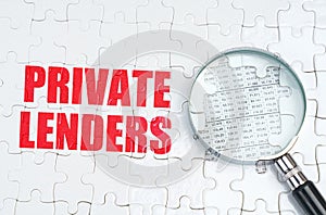 There is a magnifying glass on the puzzles, next to it is written - PRIVATE LENDERS