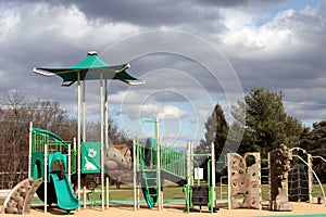 The playground on a cloudy day in the lateautumn.