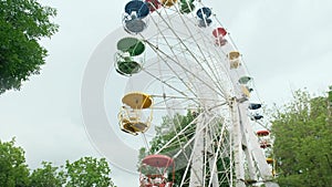 There are no people at the attractions in the lunapark.