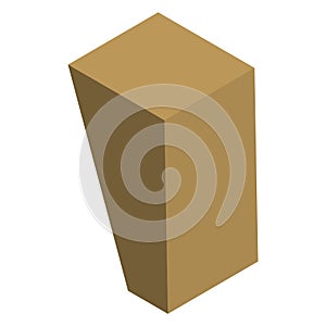 Isometric brown cardboard box on a white background. Packaging design and shipping concept. Simple 3D container vector