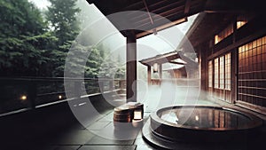 There is an onsen (a big hot spring ) in the Ryokan (Japanese-style hotel). Generative AI