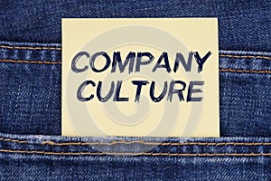 There is a paper sticking out of a jeans pocket with the inscription - Company Culture