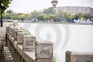 Carved stone pillars