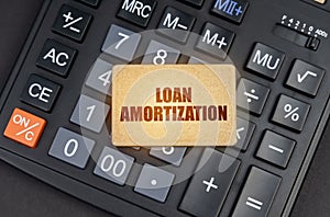There is a sign on the calculator that says - Loan amortization