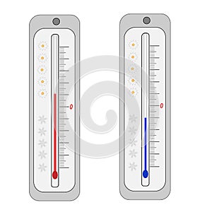 there are two wall thermometers measuring air temperature