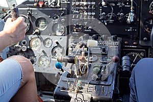 There are various instruments and sensors inside the cockpit of the aircraft