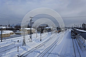 There was a lot of snow at the Sloviansk railway station in January 2018