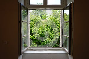 There is a window in Old Barracks in Spandau Citadel. Berlin, Germany