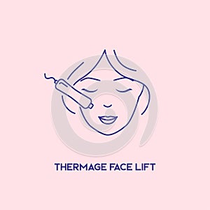 Thermage face lift. Cosmetology concept. Facial laser hair removal, depilation