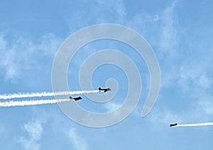 Thermal Air Show: Yak-52 Planes Flying Aerial Maneuver