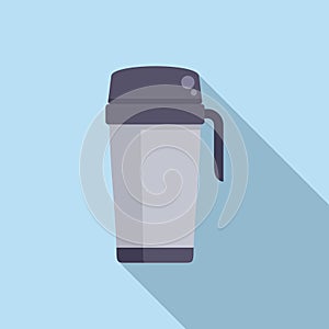 Thermal cup icon flat vector. Coffee mug