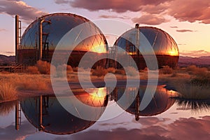 thermal energy storage tanks at a solar power plant